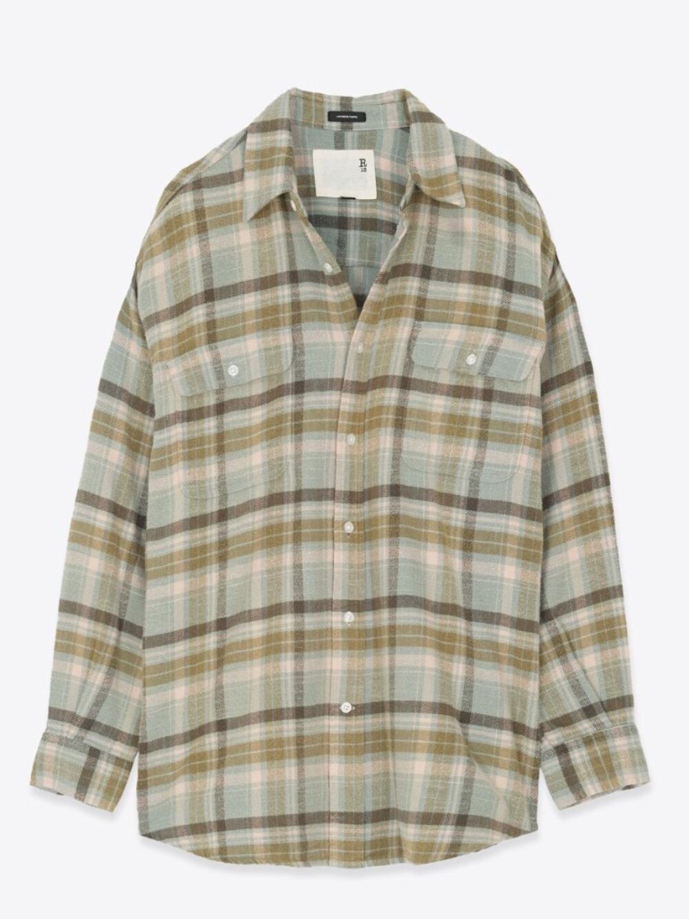 R13 NWOT Chemise Boyfriend – Turquoise Plaid Shirt XXS